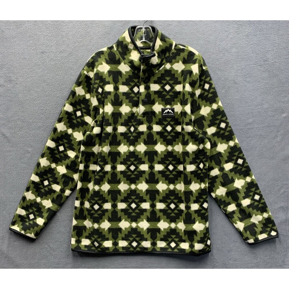 Massive Outdoor Fleece Pullover Aztec Sweatshirt Size L Mens 1/4 Snap MultiColor